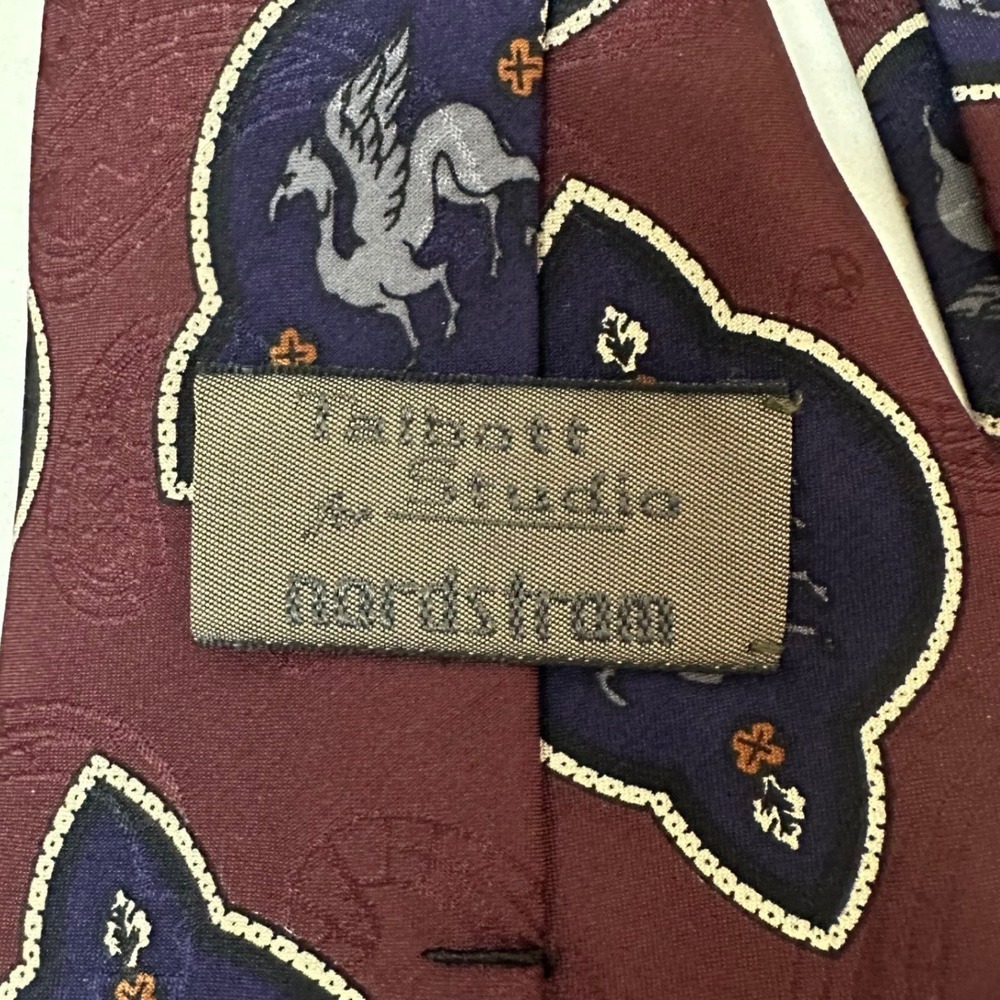 Robert Talbott Studio Nordstrom Mens Silk Tie Burgundy Griffin Heraldic USA Made - Picture 4 of 8